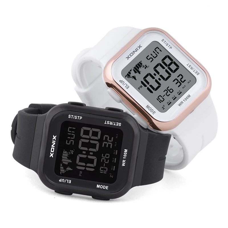 Men Women Dual time Sports Watch Multifunction Digital Watch 5 Groups of Alarms Waterproof 100m Swimming Diving Wristwatch
