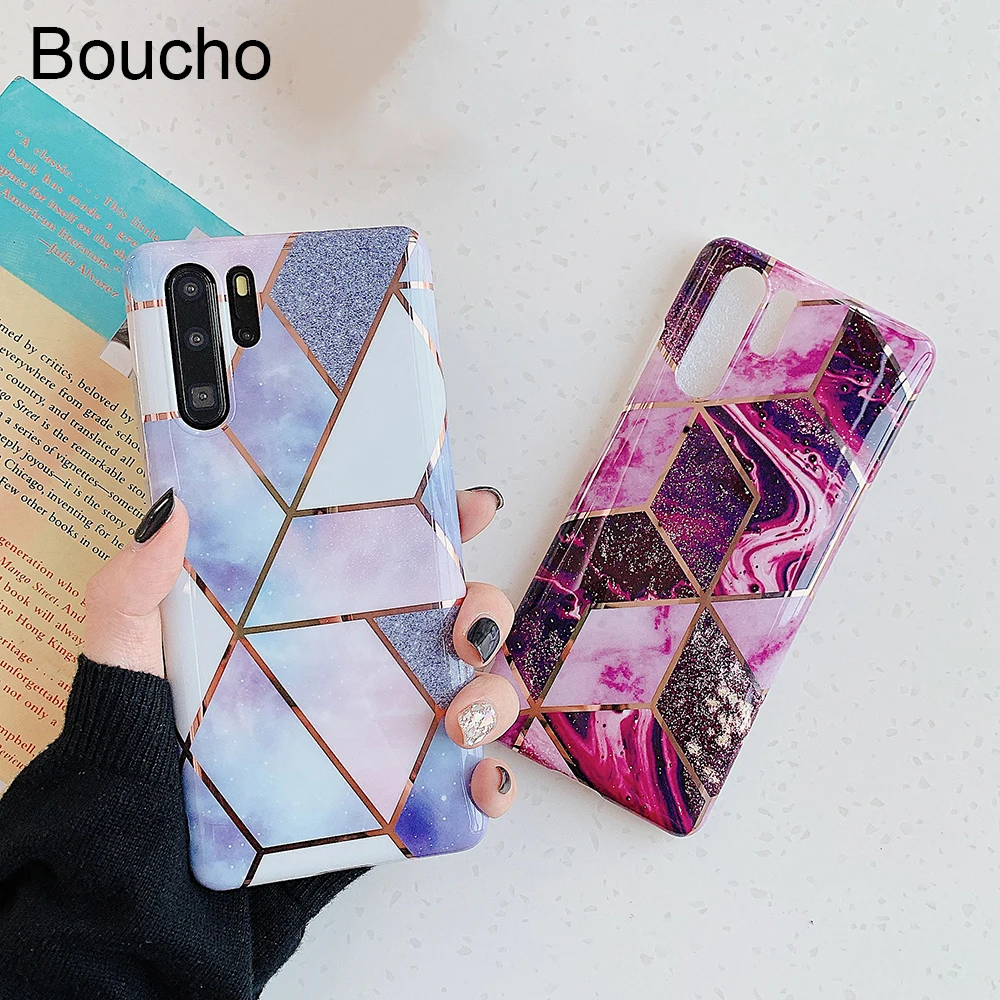 Ударопрочный геометрический мраморный чехол для телефона Huawei P40 Pro P20 P30 lite Mate 20 30