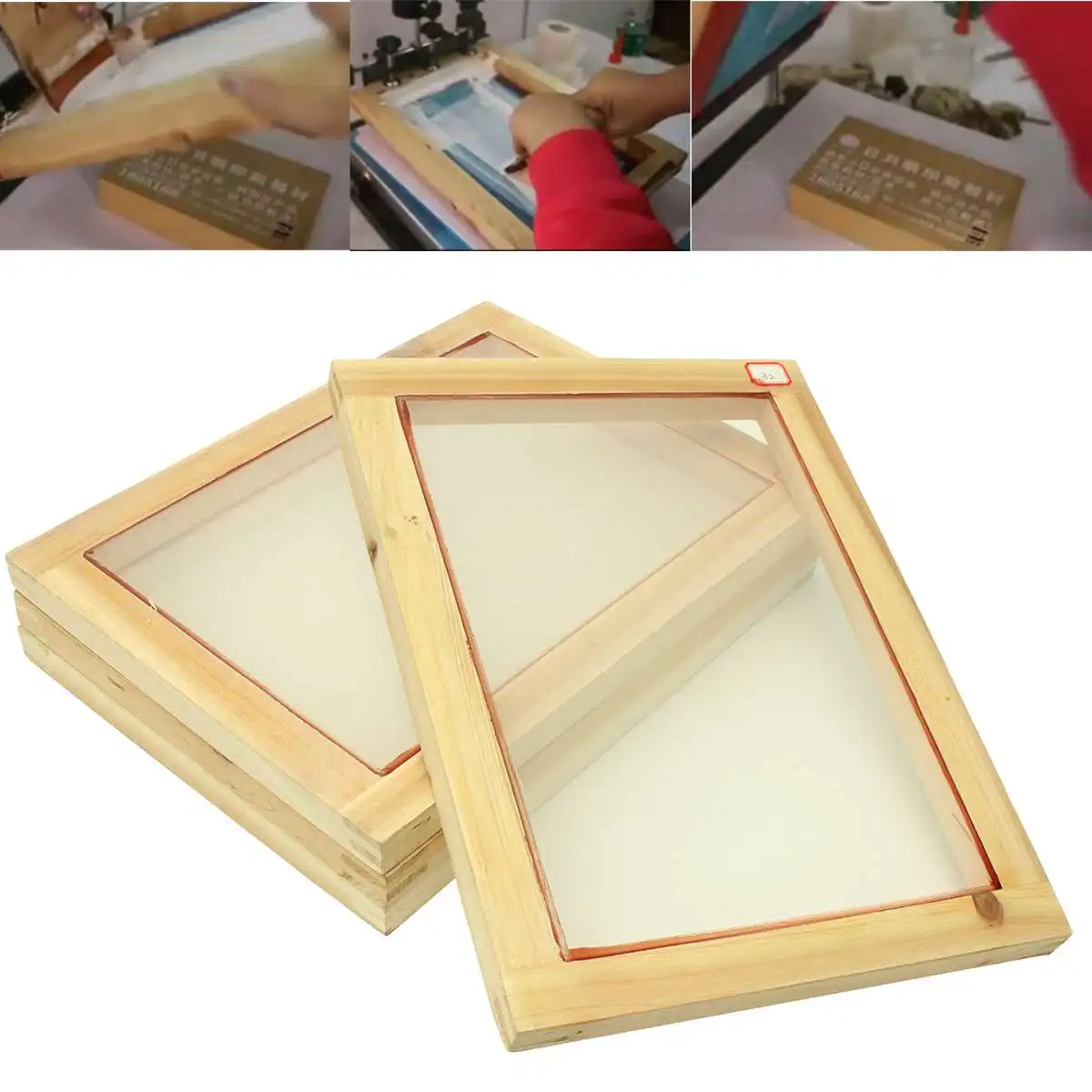 

1Pc 345*245mm Silk Screen Printing Frame with 43T Mesh & 8" Wooden Squeegee DIY for Making Stencil