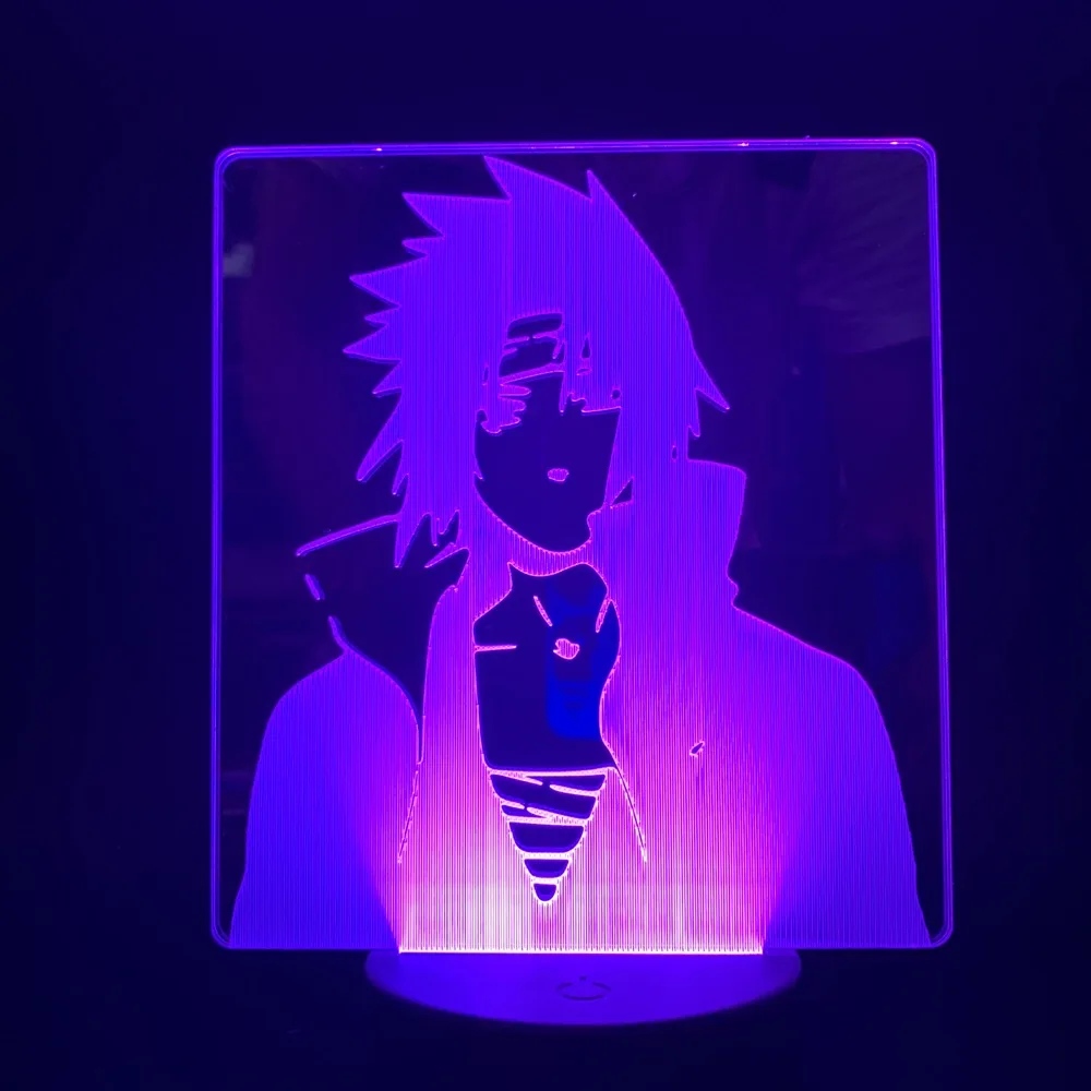 Светодиодный ночник Vchiha Sasuke на батарейках для детской спальни Наруто ночник для детей подарок мультфильм 3D лампа в помещении