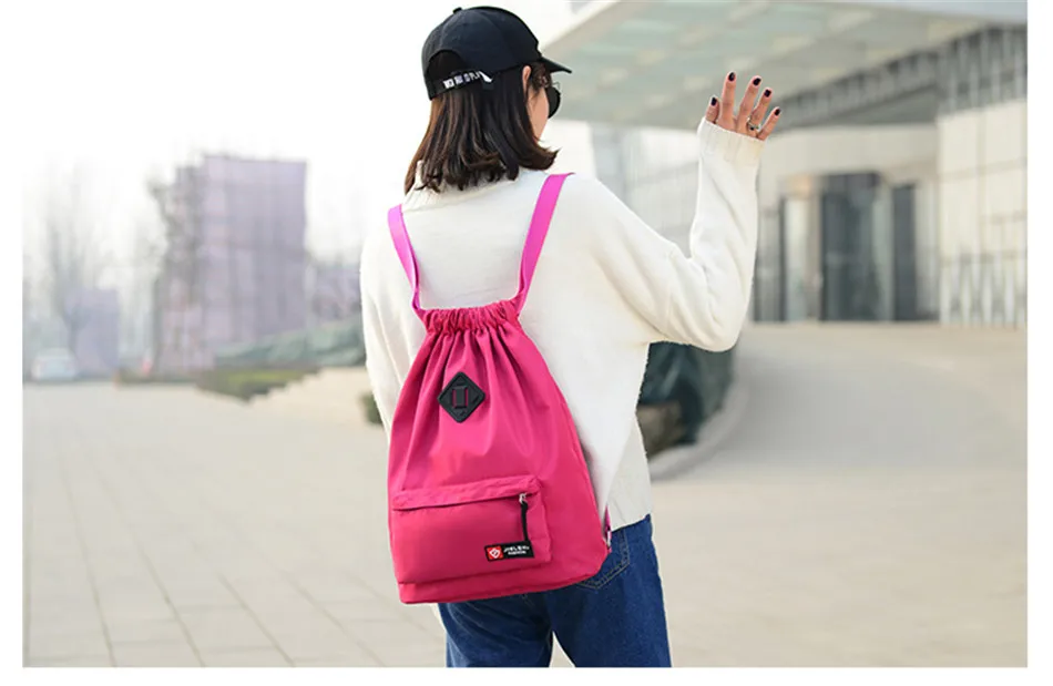 Outdoor Sports Running Large Capacity Drawstring Backpack Men And Women Swimming Fitness Waterproof Soft Back Backpack Gym Bag