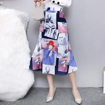 

Women Printing Skirt Sexy Loose Comfortable Casual Lady Skirts Patchwork Fashion Midi Skirt Femme Faldas Summer 2020 #T1G