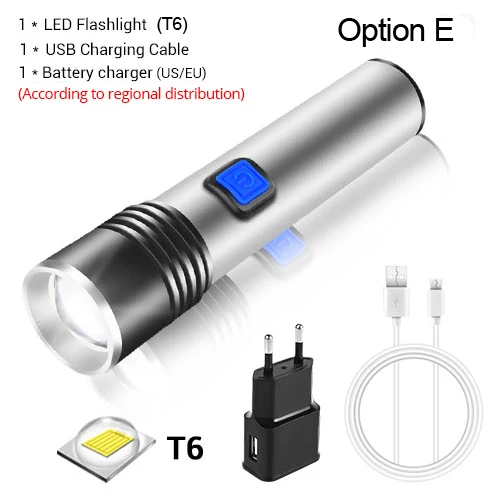 Светодиодный мини-фонарь T6, фонарь XPE для кемпинга, встроенный аккумулятор, зарядка через usb, фонарь для кемпинга, походов, аварийного освещения - Мощность в ваттах: Option E
