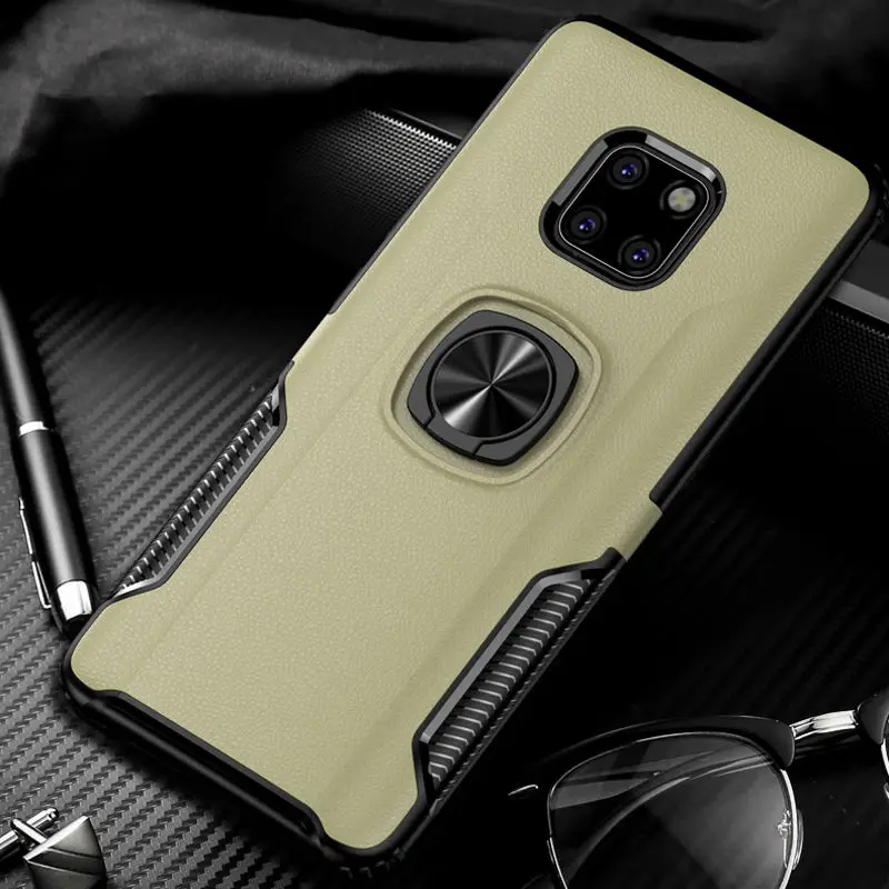 Gold Противоударные бронированные Чехлы для huawei mate 20 Pro Lite P30 P20 с кольцом-держателем для пальцев и подставкой для задней панели Чехлы для huawei mate 20 Lite mate 20 - Цвет: Gold