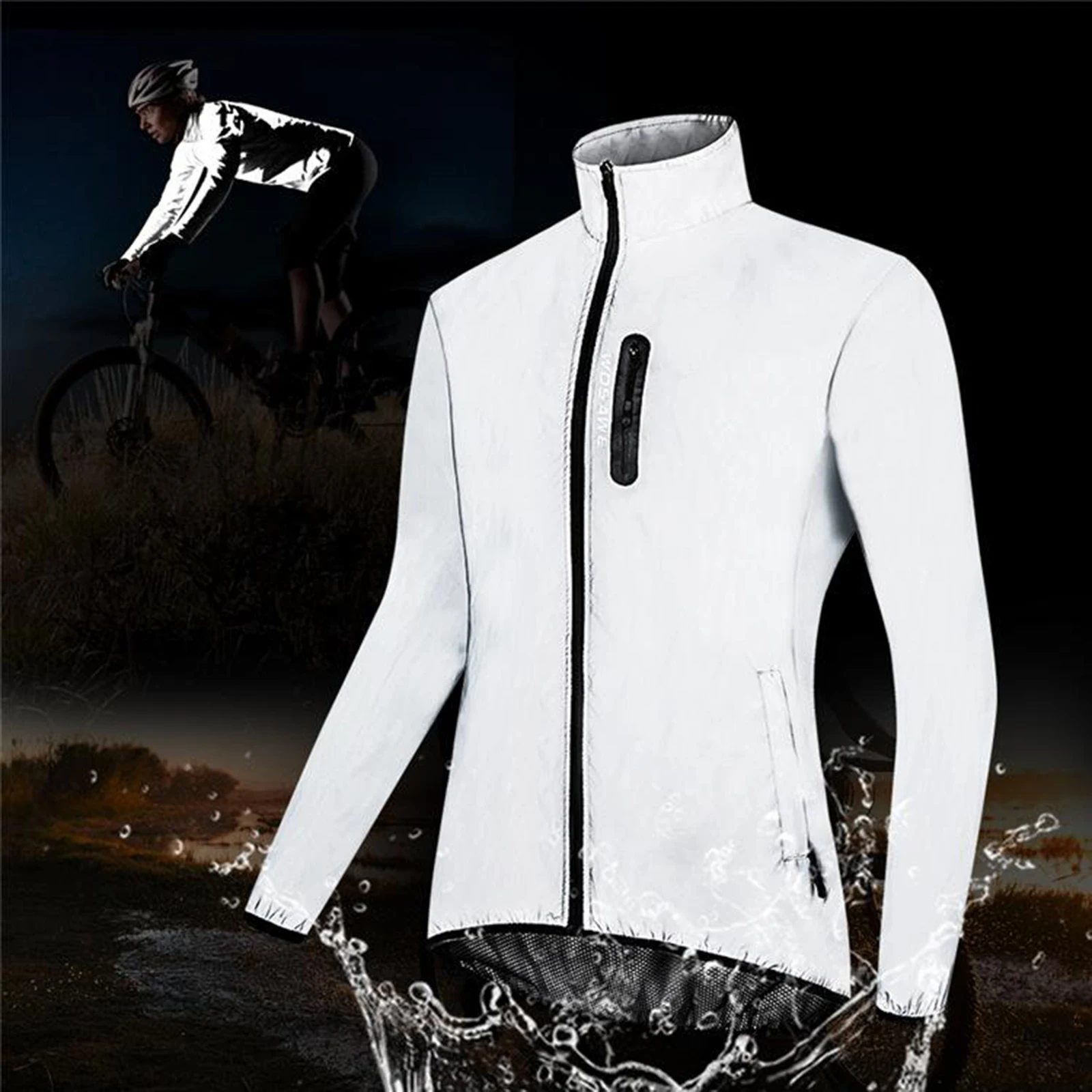 Men's Cycling Reflective Jacket Waterproof High Visibility Coat Windbreaker