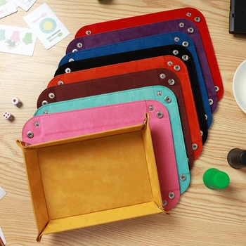 

9 Colors Foldable PU Leathe Quadrilateral Dice Tray Key Wallet Coin Box Office Desktop Storage Box Dice Storage Tool