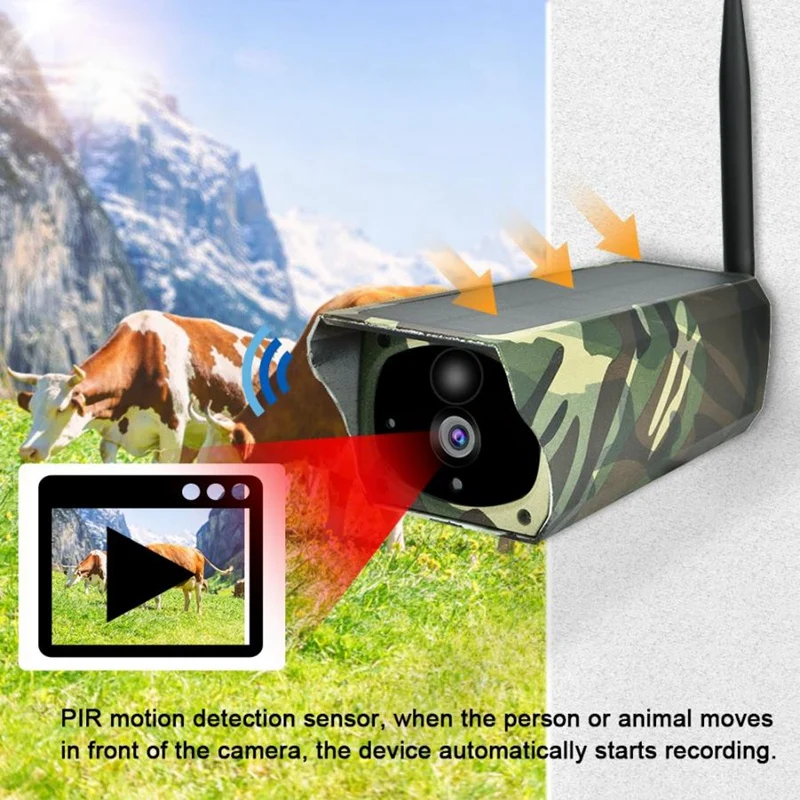 Интеллектуальная камера наблюдения, солнечная мощность, Wifi, ip-камера, беспроводная, для улицы, в помещении, водонепроницаемая, HD 1080 P, ночное видение, приложение, удаленное M