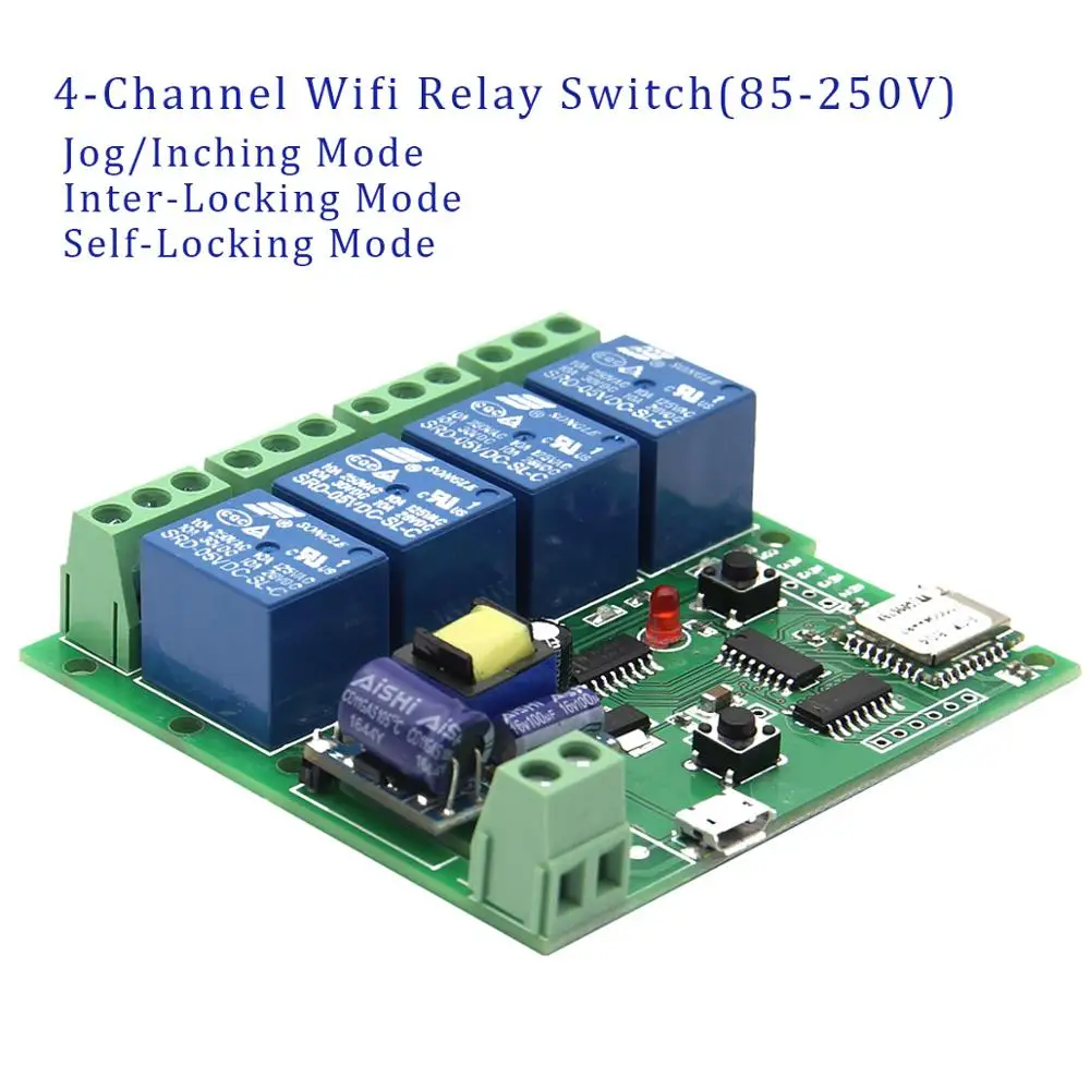 IoT DIY AC 55V 250V 4 канала Jog/Inching 3 модели реле 433 МГц WiFi беспроводной дистанционный смарт