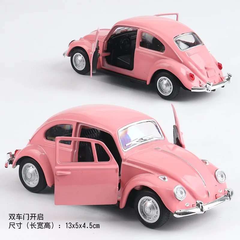 

1:32 for beetle The simulation alloy mini car pink decoration metal box gift for model cars toys for children