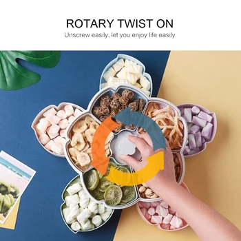 

Nordic Style Rotating Fruit Snack Candy Box Snack Tray Walnuts Rotating Flowers Food Gift Box For Party Wedding Xmas Birthday