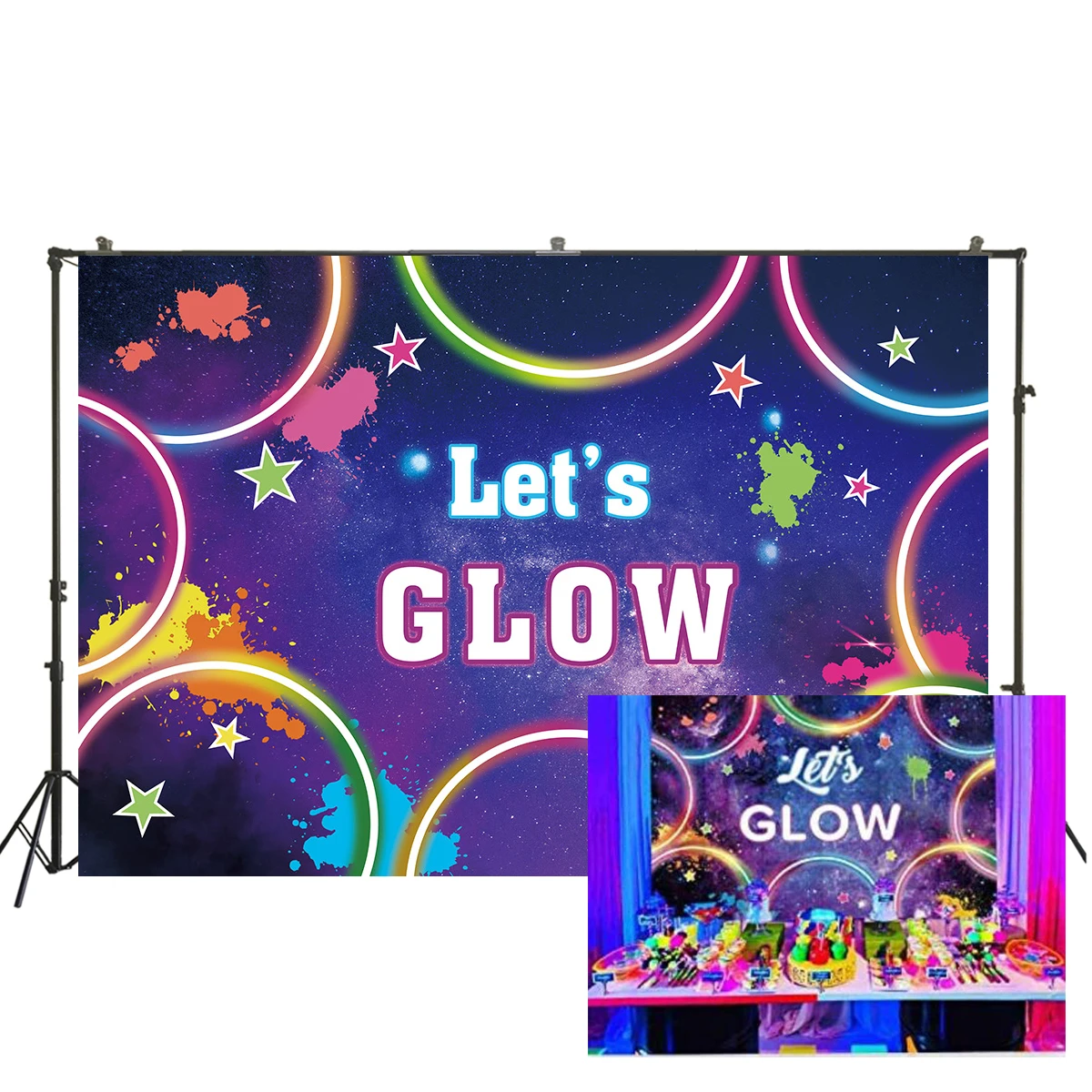 Let's Glow Backdrops граффити неоновый баннер на день рождения для подростков студийный