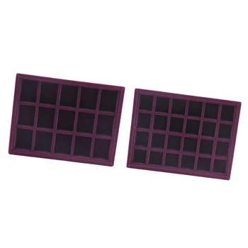 

2pcs Velvet Jewelry Collector Display Tray Bracelet Pendant Box Stackable