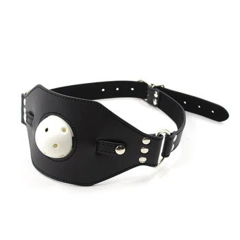 Face Strapon Dildo Bondage Boutique Leather and Studs Dildo Gag Couple Oral Sex Double-Ended Dildos Open Mouth Dong Plug Lesbian 6