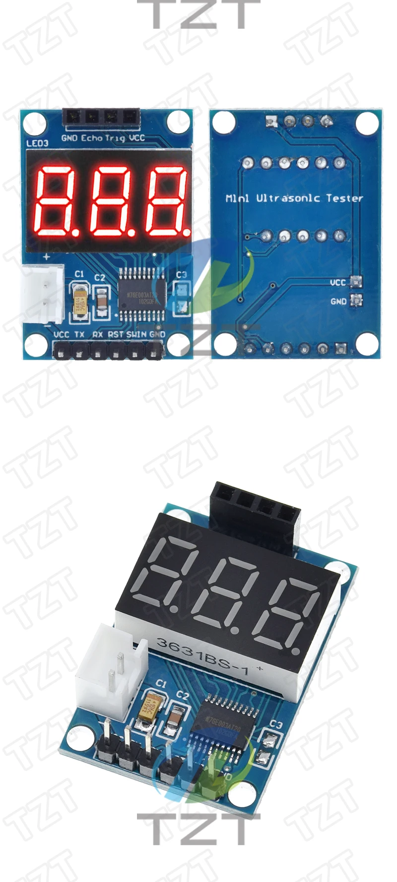 DIYTZT 1/3 Stück Ultraschall-Entfernungsmessmodul HC-SR04 Testversion mit Serieller Ausgabe und Digitaler Anzeige – Detail 5