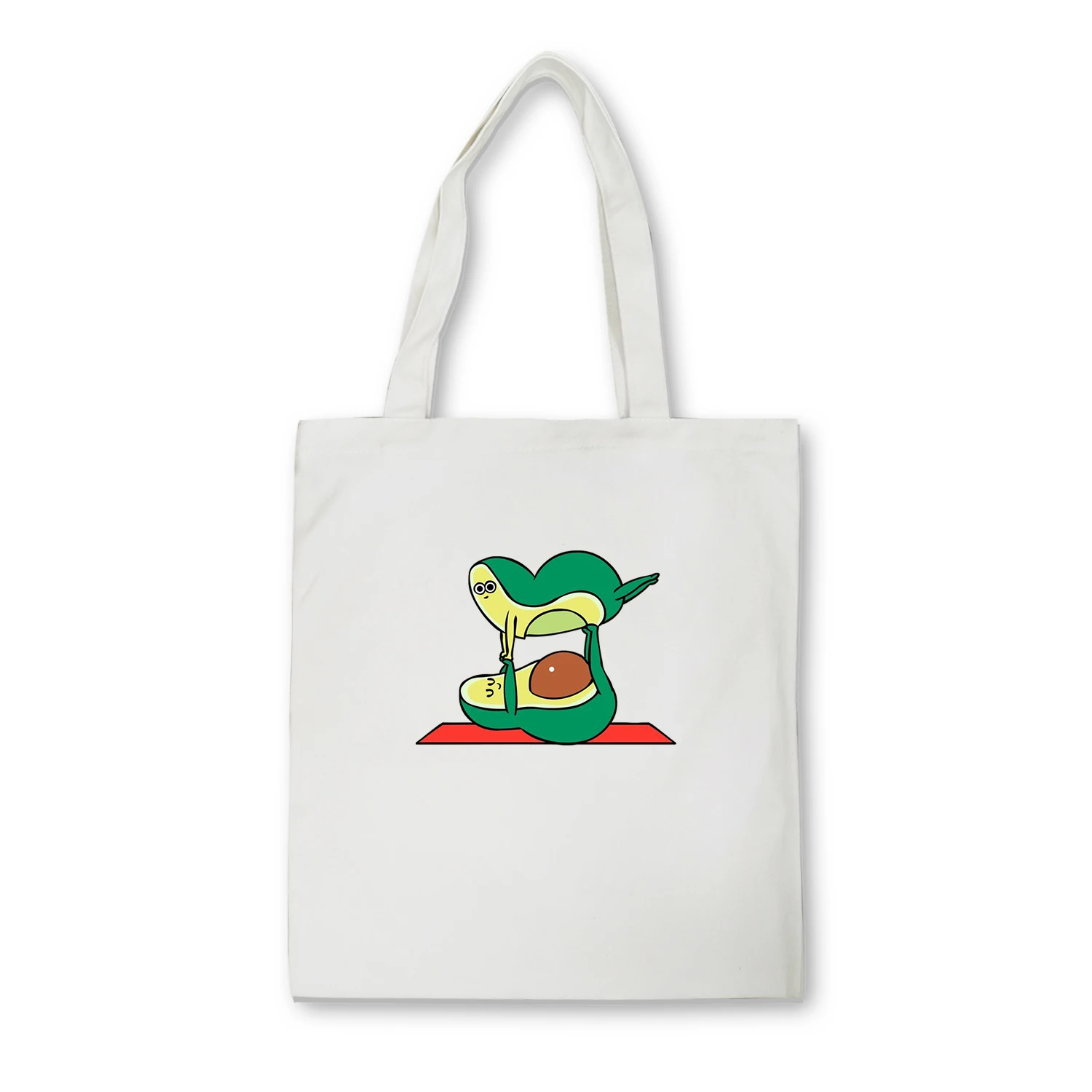 Cute Cartoon Avocado Print Reusable Shopping Bag Women Canvas Tote Bags Eco Bag Cartoon Bolsa De Compras Shopper Shoulder Bags - Цвет: E80WHITE