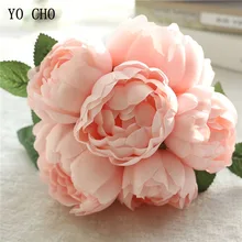 Йо Чо Свадебный букет невесты искусственный шелк 6 головок Пион цветок DIY домашние Вечерние Декорации для свадьбы