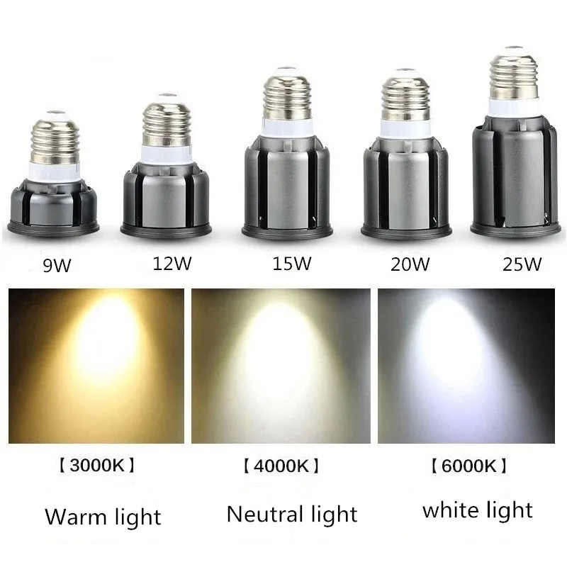 Ultra Bright LED COB Spotlight 9W 12W 15W 20W 25W E26 E27 GU5.3 GU10 Light Bulb 12V AC 220V 110V Spot light Lamp Warm Cool White 6