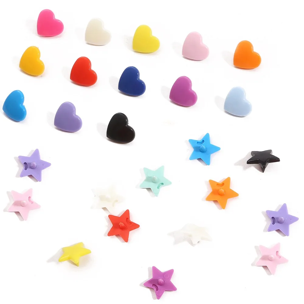 Description Picture 4 of item10Sets KAM Buttons T5 Plastic Snap Button 12MM Star/Heart Shape Sanp Fasteners For Baby Clothes Clips Garment Accessories Button