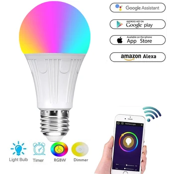 

Wifi smart light bulb E26 E27 B22 Alexa voice control 7W RGB color change led bulb light app remote control Smart Home Lighting