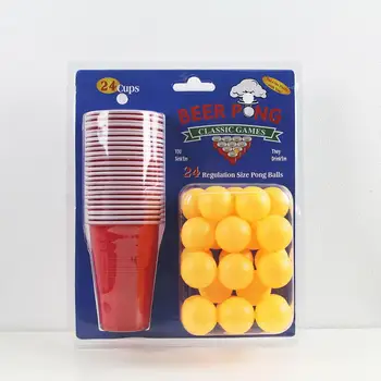 

1 Set Entertainment Fun Party Ping Pong Game Party Game Throwing Drinking Props Beer Pong Set 24 Red Cups&yellow Ping Pong Balls