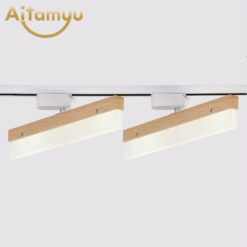 Lamparas de techo Nordic Wood LED Ceiling Lamp for Bedroom Modern Kitchen Rotating Track Hanging Lighting Fixture