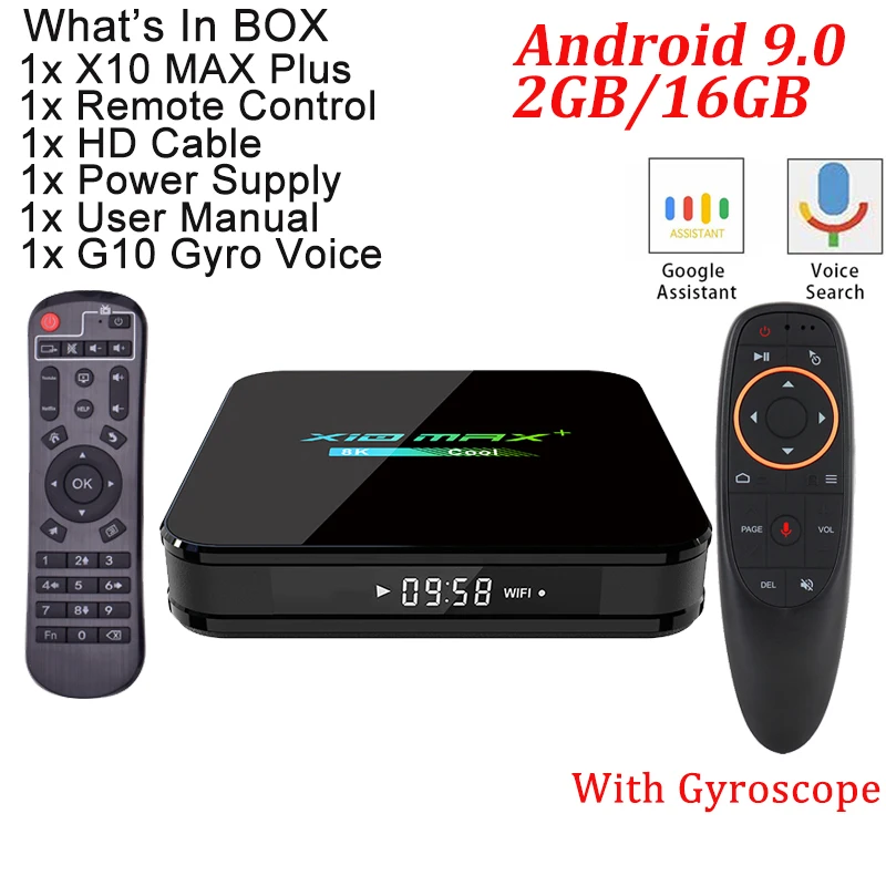 2G 16G With G10 Presale X10 MAX Plus ТВ-приставка Android 9,0 4 Гб 64 Гб Amlogic S905X3 ТВ-Приставка Смарт-медиаплеер двойной WiFi Bluetooth 8K тв бокс андроид ТВ-приставка - Цвет: 2G 16G With G10