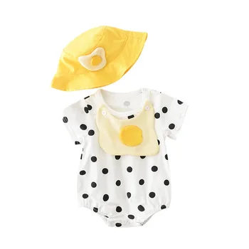 

baby bodysuit dot pattern jumpsuit with cap eggs pattern cute baby summer clothing