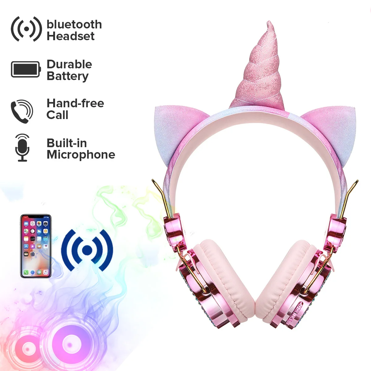 Cartoon Headphone bluetooth Wireless Computer Earphone Girls Music Phone Headset Microphone Daughter Kids Cute Shape