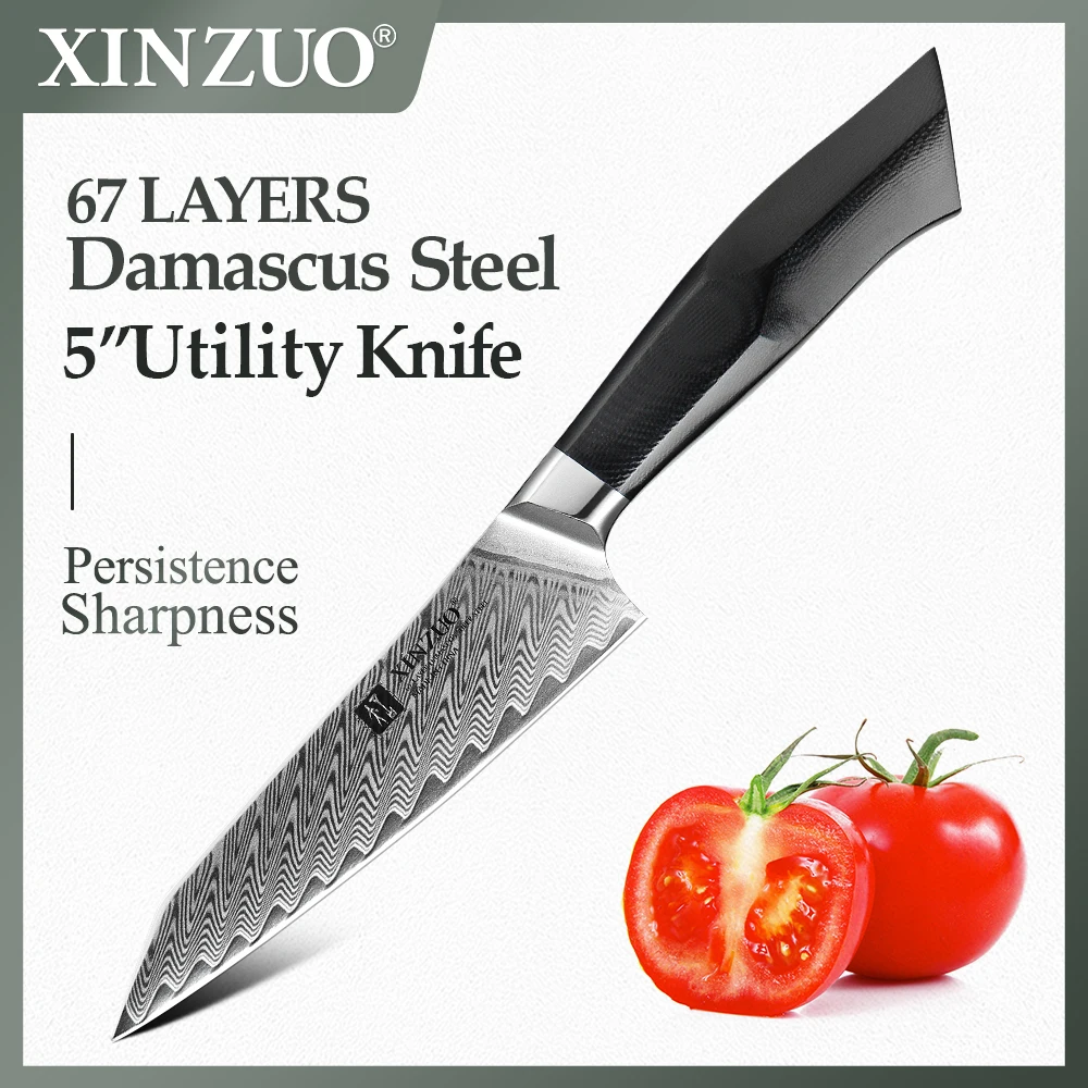 XINZUO 5 ''дюймовый универсальный Ножи Сталь Кухня ножи с черным G10 мозаика латунь