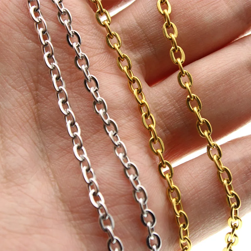 5m Stainless Steel 1.5MM Gold Cable Chain Link Bulk for Necklace Jewelry Making