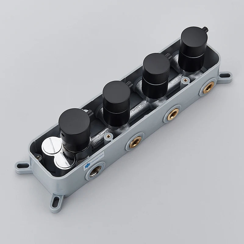 Thermostatic Mixer Valve Shower Faucet Embedded Box 3/4Ways Black Mixer Shower Accessories Thermostatic Control Valve