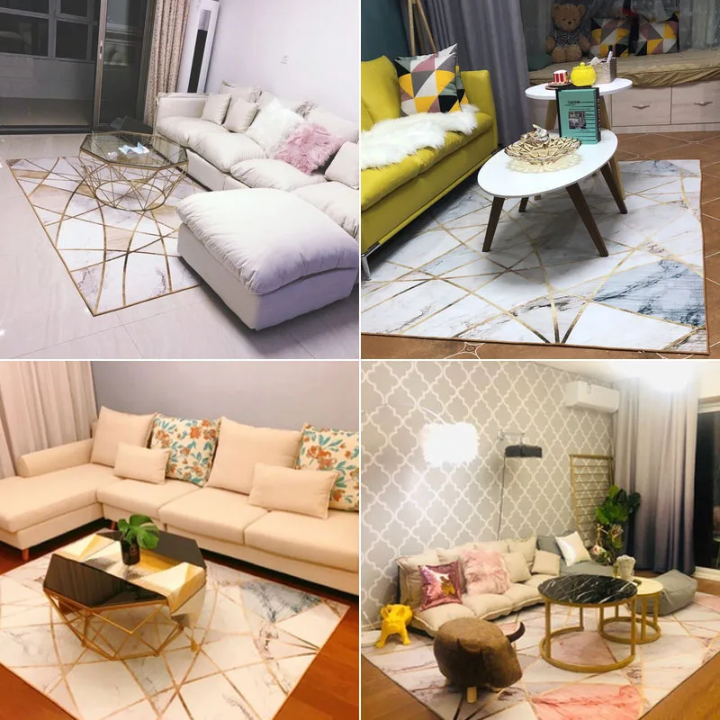RFWCAK Nordic Marble Carpet for Living Room Area Rugs Anti-slip badroom Large Rug Coffee Table Mat Bedroom Yoga Pad Home Decor