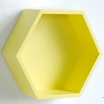 

Wooden Wall Mount Hexagonal Frame Book Flower Pot Storage Shelf Display Holder Living Room Kitchen Office Decora