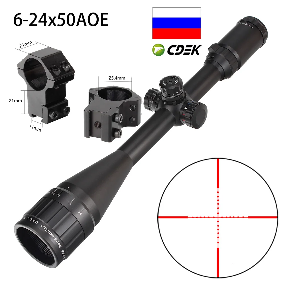 Тактический прицел 6-24X50 3-9X40 4-16X50 1-дюймовый оптический с подсветкой Блокировка