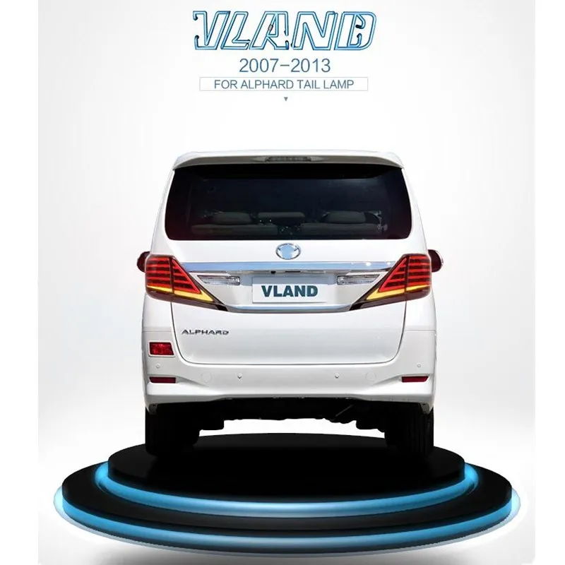 VLAND factory for car tail light for ALPHARD for VELLFIRE LED taillight 2007 2010 2013 and turn signal with sequential indicator