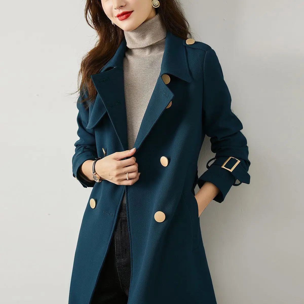 

Spring Autumn Trench Coat Slim Single Breasted Trench Coat Sashes Long Women Windbreakers Plus Size Overcoat Femmino Trench Coat