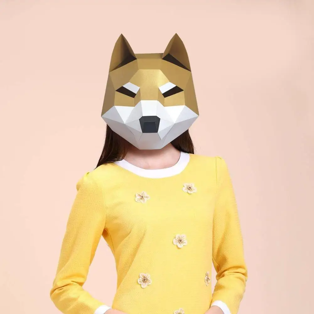 3D Бумажная Маска Модный милый собачий костюм животного косплей сделай сам модели