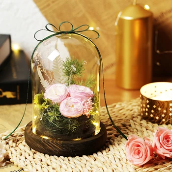 

Eternal flower Rose Light Glass Cover Ornament Simulation Dry flower Home Decoration Christmas Valentine's Day Birthday Present