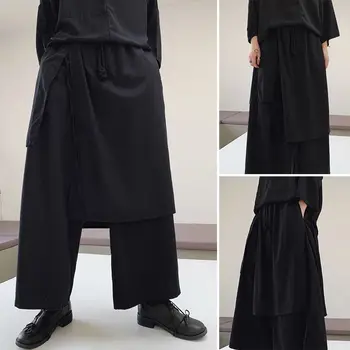 

New Arrival Loose Dressed Wide Leg Baggy Trousers Male Black Casual Oversize Long Bottoms Mens Irregular Elastic Waist Pants