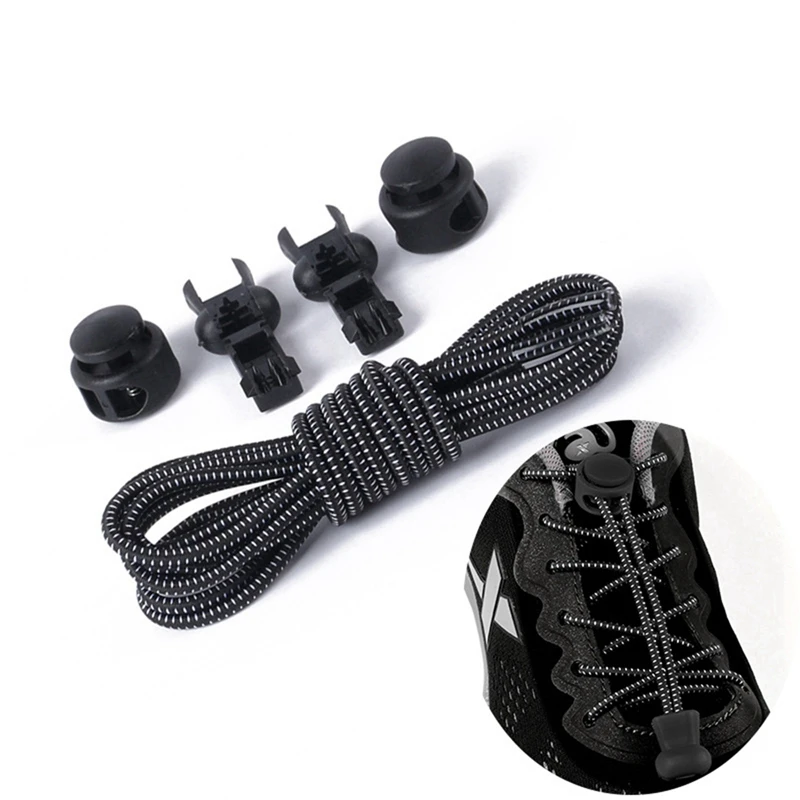 

Safety Elastic Shoelaces Round High quality Spring Lock Lazy Lace can free Adjust Take a walk Sports No Tie Shoelace 1 pair