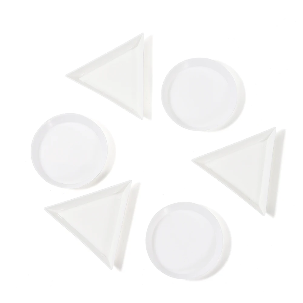 10 шт./лот экологические пластиковые круглые треугольные пластины Стразы для дизайна ногтей белый контейнер для бисера Дисплей лоток ручной работы поставки