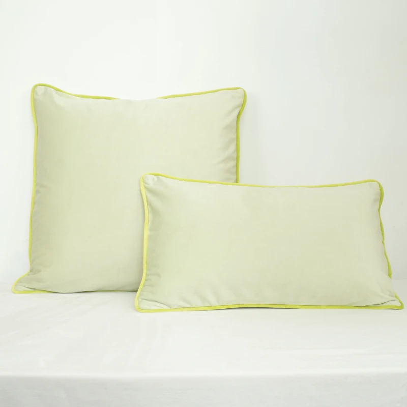 Многоцветная бархатная наволочка с краями, стул для подушек/наволочка для дивана, без набивки, домашний декор без набивки - Цвет: Light Green Yellow