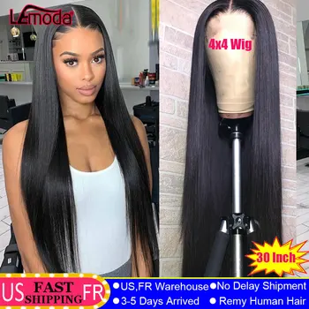 

Lemoda 4x4 Closure Wig 30 Inch Straight Human Hair Wigs For Women Pre Plucked With Baby Hair Brazilian Remy Lace Closure Wig