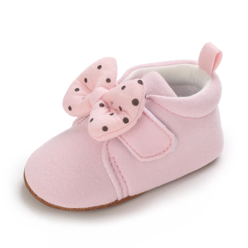 Cute Bow Baby Boy Girls Winter Warm First Walkers Cotton Baby Booties Kids Toddler Slippers First Walkers Crib Shoes