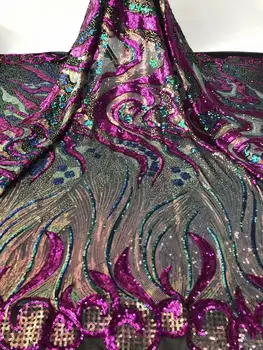 

New arrival African Sequins Lace Fabric Nigerian French Net Lace Fabric High Quality Sequine Lace For Wedding Dress 5Yards