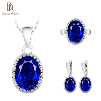 

Bague Ringen Charms Silver 925 Jewelry Women's Wear Jewelry Set Sapphire Aquamarine Ruby Amethyst Emerald Zircon wedding jewelry