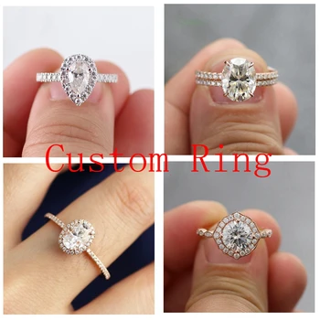 

Custom Size Classic Design VVS1 Lab Moissanite diamond 18k Gold engagement ring Diamond men women sliver jewelry