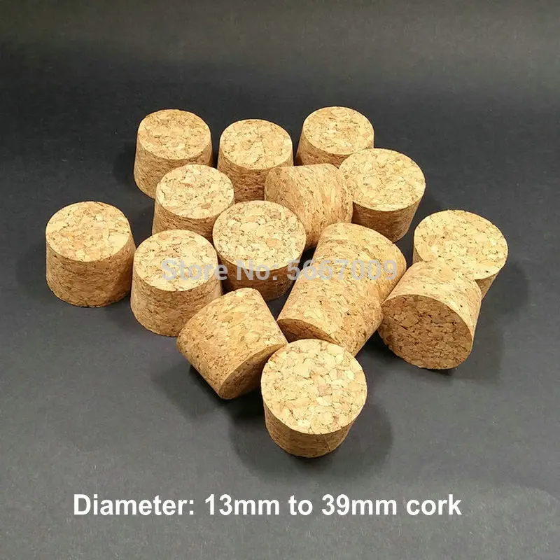 

50pcs Top DIA 13mm to 39mm Wood Cork Lab Test Tube Plug Essential Oil Pudding Small Glass Bottle Stopper Lid Customized