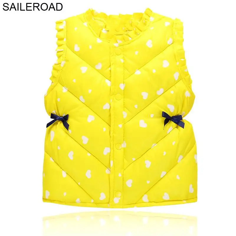 yellow SAILEROAD 2-6Years Хлопок Детей Жилет Девочки Осень Дети Жилет Без Рукавов для Детей Пальто Зима Детские Теплый Жилет Одежда - Цвет: yellow