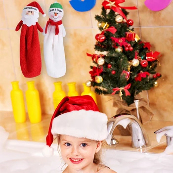 

2020 Decorative Christmas Handcloth Santa Claus Snowman Bathroom Water Absorbing Towels Christmas Decoration For Home